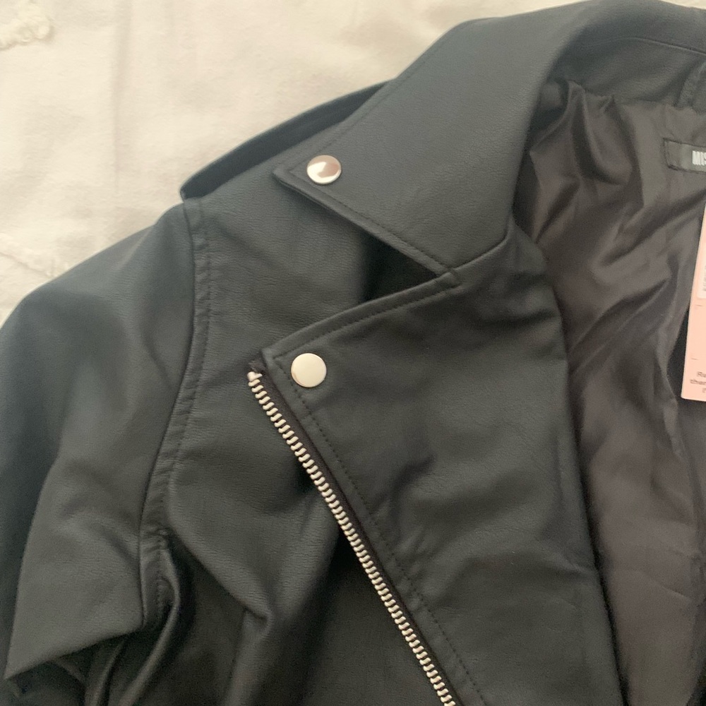 Missguided Boyfriend Faux Leather Biker Jacket Black - Picture 5 of 10